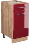 Vicco K&uuml;chenunterschrank Fame-Line, Bordeaux Hochglanz, 40 cm ohne...