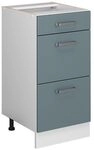 Vicco K&uuml;chenunterschrank R-Line, Blau-Grau, 40 cm | 3 Schubladen &middot; Ohne