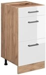 Vicco K&uuml;chenunterschrank R-Line, Wei&szlig; Hochglanz, 40 cm mit Schubladen, ohne