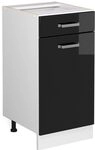Vicco K&uuml;chenunterschrank R-Line, Schwarz Hochglanz, 40 cm ohne Arbeitsplatte,...