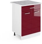 Vicco K&uuml;chenunterschrank R-Line, Rot Hochglanz, 60 cm mit Schublade, AP...