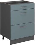 Vicco K&uuml;chenunterschrank R-Line, Blau-Grau, 60 cm mit Schubladen, ohne