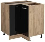 Vicco Eckunterschrank R-Line, Schwarz Hochglanz, 75.6 cm ohne Arbeitsplatte, zur