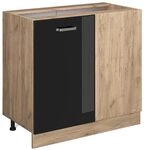 Vicco Eckunterschrank R-Line, Schwarz Hochglanz, 86 cm ohne Arbeitsplatte, zur...