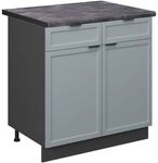 Vicco K&uuml;chenunterschrank Fame-Line, Hellblau-grau, 80 cm, AP Anthrazit, zur