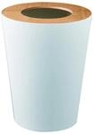 YAMAZAKI 3198 RIN Trash Can Round, white, Steel/Wood, 23 x 23 x 28 cm