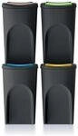 Set von 4 M&uuml;lltonnen KEDEN SORTIBOX aus 100% recyceltem Kunststoff, schwarz, 140L