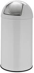 hjh OFFICE 741009 M&uuml;lleimer XXL Push Stahl Wei&szlig; 50L Retro Abfallsammler mit