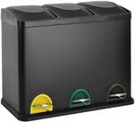 SVITA TC3X15 Treteimer 45 Liter Grau 3X 15L dreifach Abfalleimer 3er-M&uuml;lleimer