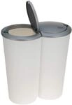 M&uuml;lleimer 50l wei&szlig; Silber 2x25l Duo Abfalleimer M&uuml;lltrenner M&uuml;lltonne