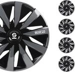 Sparco Satz von 4 Radkappen 14" Zoll Lazio Autoradkappen SPC1491BKGR schwarz grau