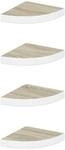 vidaXL Eck-Schweberegale 4 STK. Eichen-Optik und Wei&szlig; 25x25x3,8 cm MDF | Passt