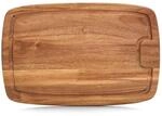 Zeller 25556 Schneidebrett mit Saftrille, Akazie Holz 40 x 26 x 1.5 cm, Natur