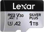 Lexar Silver Plus Micro SD Karte 1TB, Bis zu 205 MB/s Lesegeschwindigkeit, 150MB/s