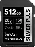 LEXAR Carte SD Silver Plus UHS-1 512GB V30 R205/W150MB/s