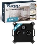 Kopp PARIS 3-fach Antennensteckdose - Matt-Schwarz - Hochwertige IP20