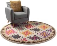 benuta Nest Vintage Teppich Casa - Mehrfarbig/Beige 120 cm rund - Teppich f&uuml;r