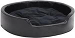 vidaXL Hundebett Schwarz 79x70x19cm Pl&uuml;sch Kunstleder Hundesofa Hundekissen