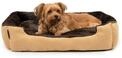 lionto Hundebett mit Wendekissen, Hundek&ouml;rbchen, 75 x 60 cm, Beige/Braun | Robustes