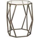 HAKU Beistelltisch Bronze Metall Couchtisch Sicherheitsglas 8 mm - Ma&szlig;e: B 37 x H 50