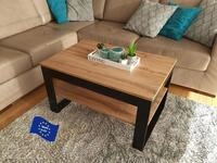 designimpex Design Couchtisch DA-222 Eiche Wotan/Schwarz matt 90x60x50 cm eckig Couch