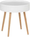 WENKO Beistelltisch Finja, moderner runder Couchtisch mit Tablett & Staufach,...