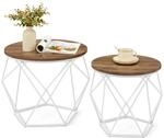 VASAGLE Couchtisch rund, 2er Set, Wohnzimmertisch, Beistelltisch, modern, abnehmbare