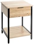 HAKU Beistelltisch 1 Schublade Eiche hell schwarz Metall Spanplatte Schubladen