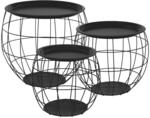 ML-Design Beistelltisch 3er Set, rund, Schwarz, Metallk&ouml;rbe Couchtisch 3...