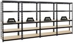 PROREGAL Mega Deal 4X Schwerlastregal Tiger Schwarz 180x90x45cm mit Fachlast...