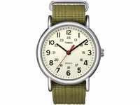 Timex Weekender T2N651 Armbanduhr, 38 mm, cremefarbenes Zifferblatt und olivgrünes