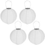 4er Set Solar LED Lampion Party Garten Laterne &oslash; 20cm Wei&szlig; Deko Lampenschirm...