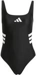 Adidas Women's 3 Stripes U-Back Swimsuit, Black/White, 48
