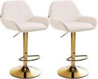 CLP 2er Set Barhocker Braga Samtbezug Gold-Gestell I h&ouml;henverstellbar und 360