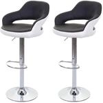 Mendler 2er-Set Barhocker HWC-F16 mit Lehne Kunstleder - schwarz-wei&szlig;