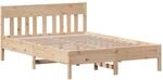 vidaXL Massivholzbett, Holzbett Bett mit Kopfteil, Bettgestell mit Lattenrost,
