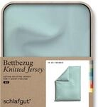 schlafgut Knitted Jersey Bettw&auml;sche 155x220 cm Bio-Baumwolle, Petrol Light 