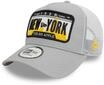 New Era Trucker Adjustable Cap NE New York Logo Grau Wei&szlig;, Size:OneSize