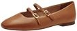 Tamaris Damen Ballerina mit Strap Leder flach, braun, 36 EU
