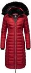 Navahoo Damen Wintermantel Warmer Steppmantel lang mit Kapuze Umay Dark Red Gr. S