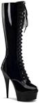 PLEASER DELIGHT-2023, Damen Langschaft Stiefel, Schwarz (Schwarz (Blk STR Pat/Blk)),