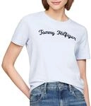 Tommy Hilfiger Damen T-Shirt Kurzarm Regular Rundhalsausschnitt, Blau (Breezy Blue),