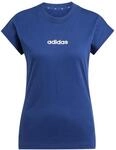 adidas Damen Essentials Linear Cotton Shirt, Dark Blue/White, XXL