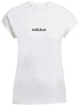 adidas Damen Essentials Linear Cotton Shirt, White/Black, M