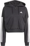 Adidas Women's Essentials 3-Stripes French Terry Quarter-Zip Hoodie, Black/White, M