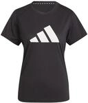 adidas Damen Train Essentials Big Performance Logo Training Shirt, Black/White, S