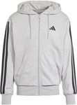 adidas Herren Essential Three Stripes French Terry Fullzip Hoodie, Medium Grey adidas Herren Essential Three Stripes French Terry Fullzip Hoodie, Medium Grey