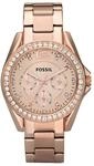 Fossil Riley Watch f&uuml;r Damen, Quarz-Chronographenwerk mit Edelstahl- oder