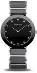 BERING Damen Quarz Uhr | Armbanduhr 35 mm silbernes Edelstahlgeh&auml;use und schwarzes