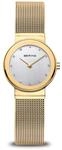 BERING Damen Quarz Uhr | Armbanduhr 26 mm goldenes Edelstahlgeh&auml;use und silbernes